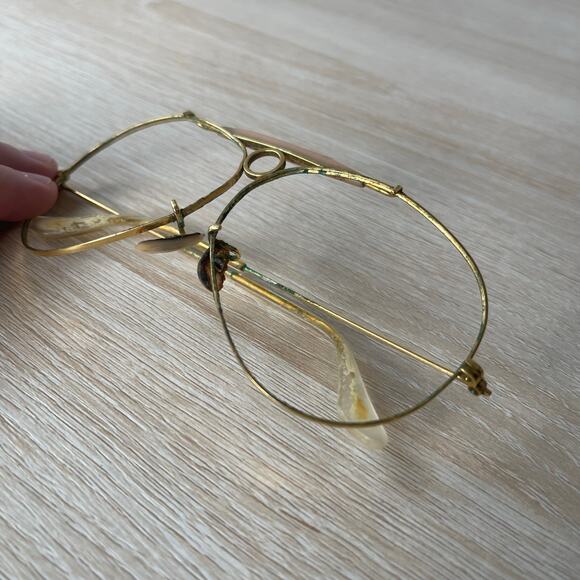 Vintage B&L Ray-Ban Bullet Hole Shooter Aviator Sunglasses FRAMES ONLY Gold - Picture 7 of 8